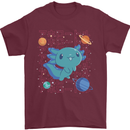 Kawaii Axolotl in Space Mens T-Shirt 100% Cotton Maroon