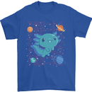 Kawaii Axolotl in Space Mens T-Shirt 100% Cotton Royal Blue