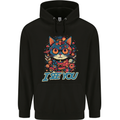 Kawaii Cat Mens 80% Cotton Hoodie Black