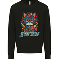 Kawaii Cat Mens Sweatshirt Jumper Black