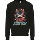 Kawaii Cat Mens Sweatshirt Jumper Black