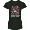 Kawaii Cat Womens Petite Cut T-Shirt Black
