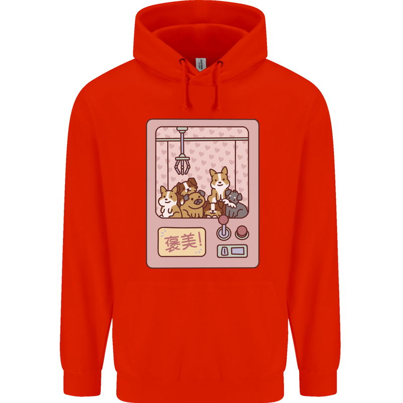 Kawaii Dog Machine Puppy Mens 80% Cotton Hoodie Bright Red