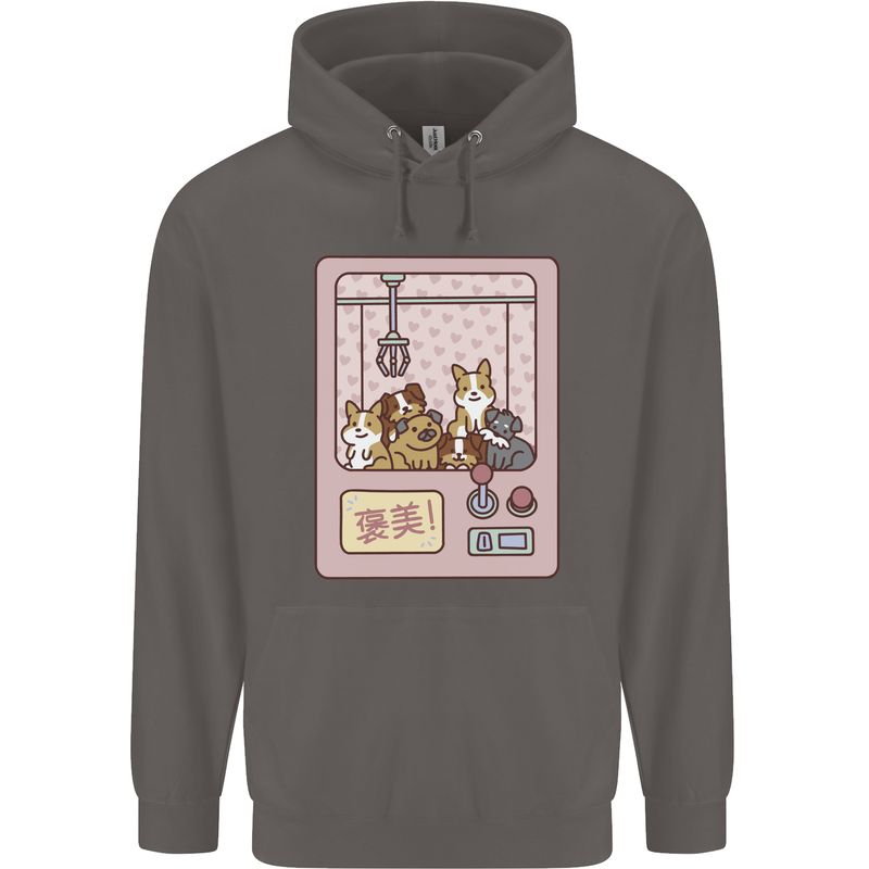 Kawaii Dog Machine Puppy Mens 80% Cotton Hoodie Charcoal