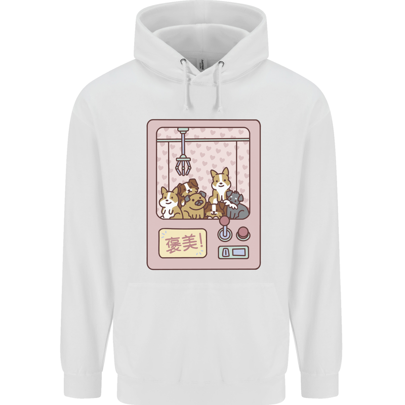 Kawaii Dog Machine Puppy Mens 80% Cotton Hoodie White