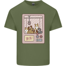 Kawaii Dog Machine Puppy Mens Cotton T-Shirt Tee Top Military Green