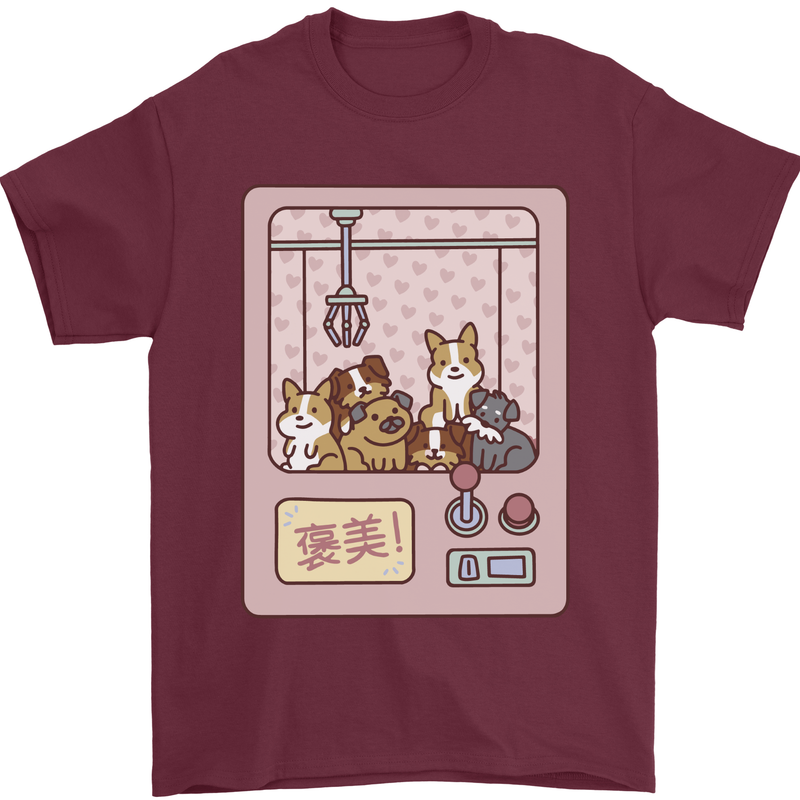 Kawaii Dog Machine Puppy Mens T-Shirt 100% Cotton Maroon
