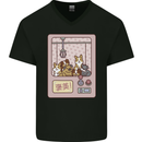 Kawaii Dog Machine Puppy Mens V-Neck Cotton T-Shirt Black