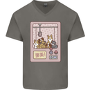 Kawaii Dog Machine Puppy Mens V-Neck Cotton T-Shirt Charcoal