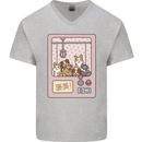 Kawaii Dog Machine Puppy Mens V-Neck Cotton T-Shirt Sports Grey