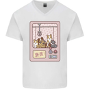 Kawaii Dog Machine Puppy Mens V-Neck Cotton T-Shirt White