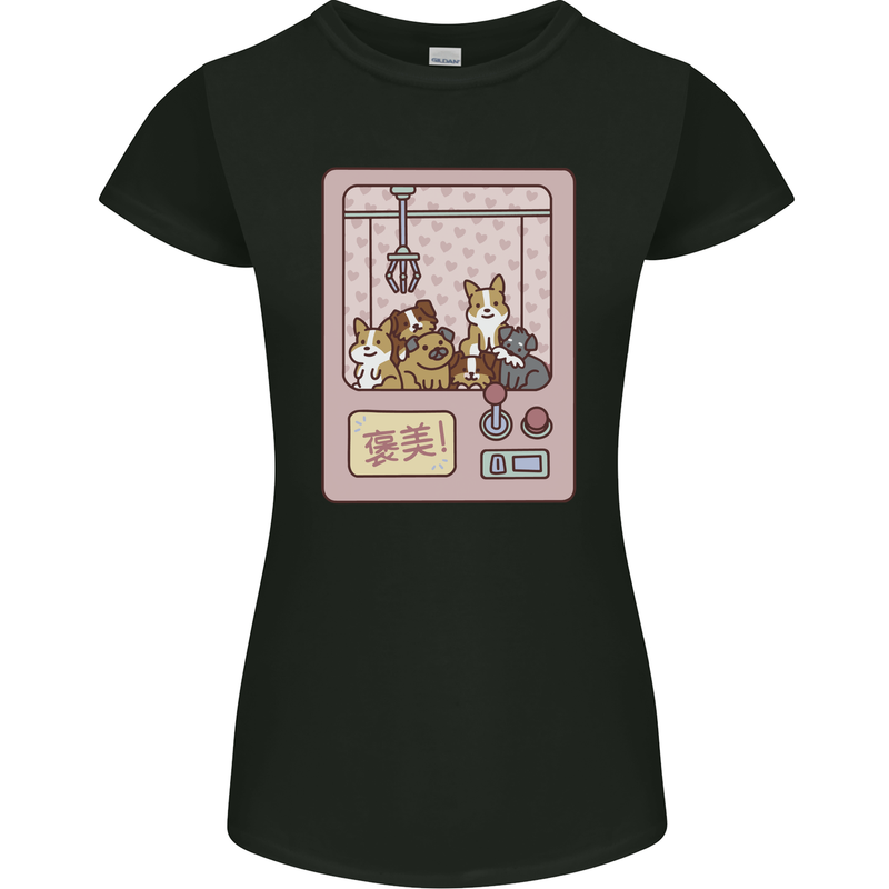 Kawaii Dog Machine Puppy Womens Petite Cut T-Shirt Black