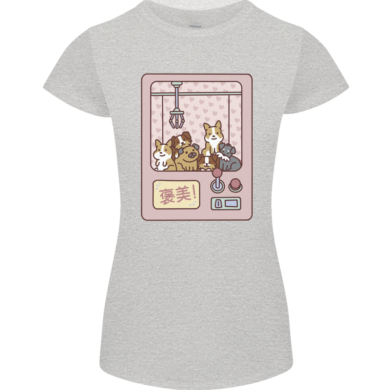 Kawaii Dog Machine Puppy Womens Petite Cut T-Shirt Sports Grey