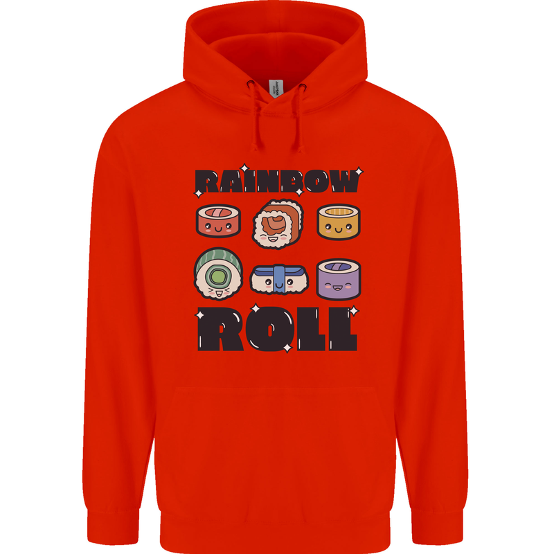 Kawaii Sushi Rainbow Roll Fish Childrens Kids Hoodie Bright Red