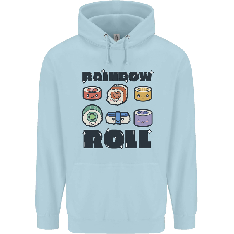 Kawaii Sushi Rainbow Roll Fish Childrens Kids Hoodie Light Blue