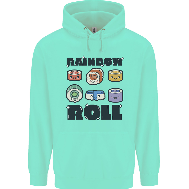 Kawaii Sushi Rainbow Roll Fish Childrens Kids Hoodie Peppermint