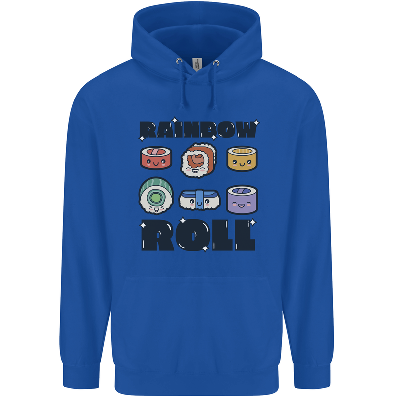 Kawaii Sushi Rainbow Roll Fish Childrens Kids Hoodie Royal Blue
