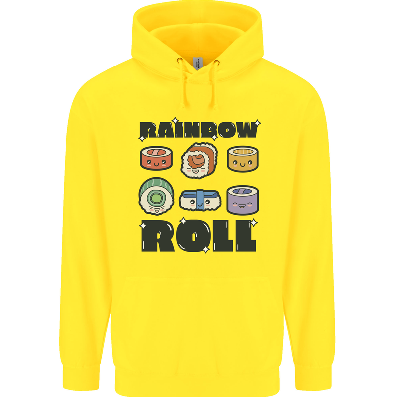 Kawaii Sushi Rainbow Roll Fish Childrens Kids Hoodie Yellow