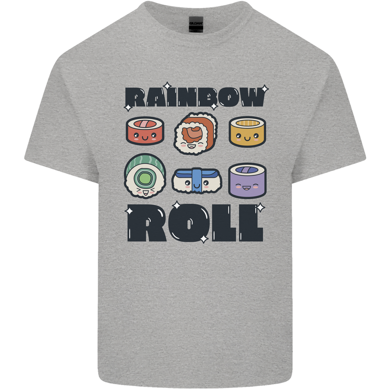 Kawaii Sushi Rainbow Roll Fish Kids T-Shirt Childrens Sports Grey