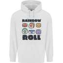 Kawaii Sushi Rainbow Roll Fish Mens 80% Cotton Hoodie White