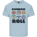 Kawaii Sushi Rainbow Roll Fish Mens Cotton T-Shirt Tee Top Light Blue