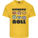 Kawaii Sushi Rainbow Roll Fish Mens Cotton T-Shirt Tee Top Yellow