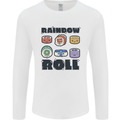 Kawaii Sushi Rainbow Roll Fish Mens Long Sleeve T-Shirt White