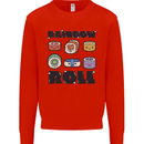 Kawaii Sushi Rainbow Roll Fish Mens Sweatshirt Jumper Bright Red