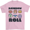Kawaii Sushi Rainbow Roll Fish Mens T-Shirt 100% Cotton Light Pink