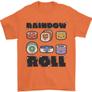 Kawaii Sushi Rainbow Roll Fish Mens T-Shirt 100% Cotton Orange