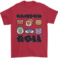 Kawaii Sushi Rainbow Roll Fish Mens T-Shirt 100% Cotton Red