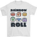 Kawaii Sushi Rainbow Roll Fish Mens T-Shirt 100% Cotton White