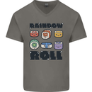 Kawaii Sushi Rainbow Roll Fish Mens V-Neck Cotton T-Shirt Charcoal