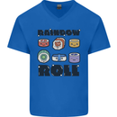 Kawaii Sushi Rainbow Roll Fish Mens V-Neck Cotton T-Shirt Royal Blue
