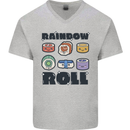 Kawaii Sushi Rainbow Roll Fish Mens V-Neck Cotton T-Shirt Sports Grey