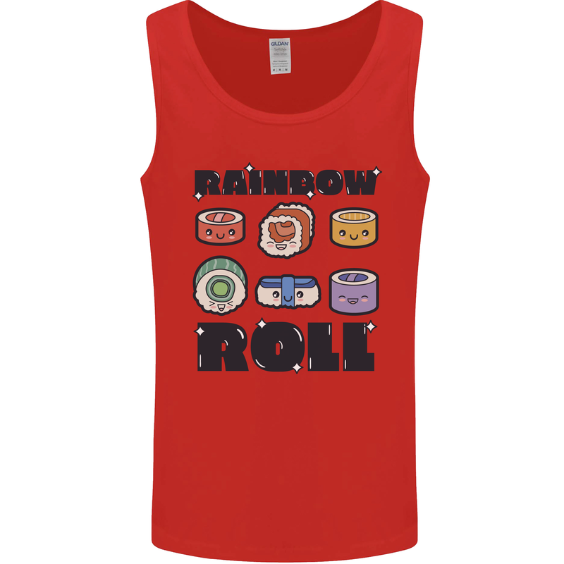 Kawaii Sushi Rainbow Roll Fish Mens Vest Tank Top Red