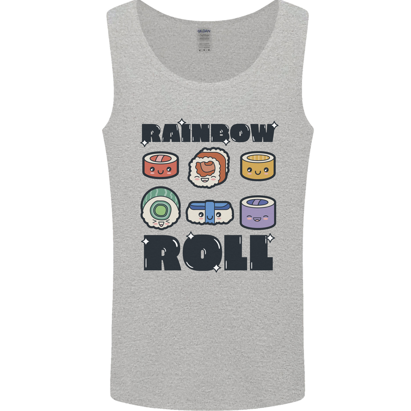Kawaii Sushi Rainbow Roll Fish Mens Vest Tank Top Sports Grey