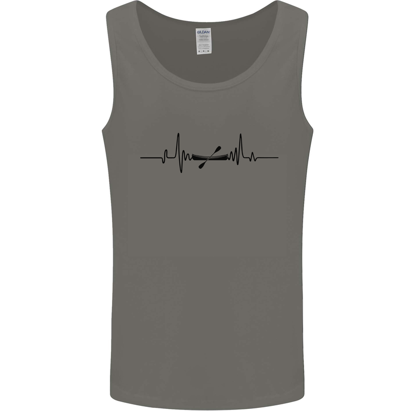 Kayak ECG Kayaking Heart Pulse Mens Vest Tank Top Charcoal