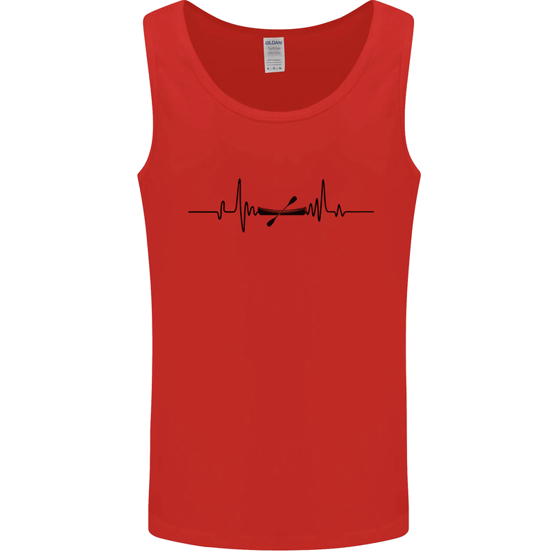 Kayak ECG Kayaking Heart Pulse Mens Vest Tank Top Red