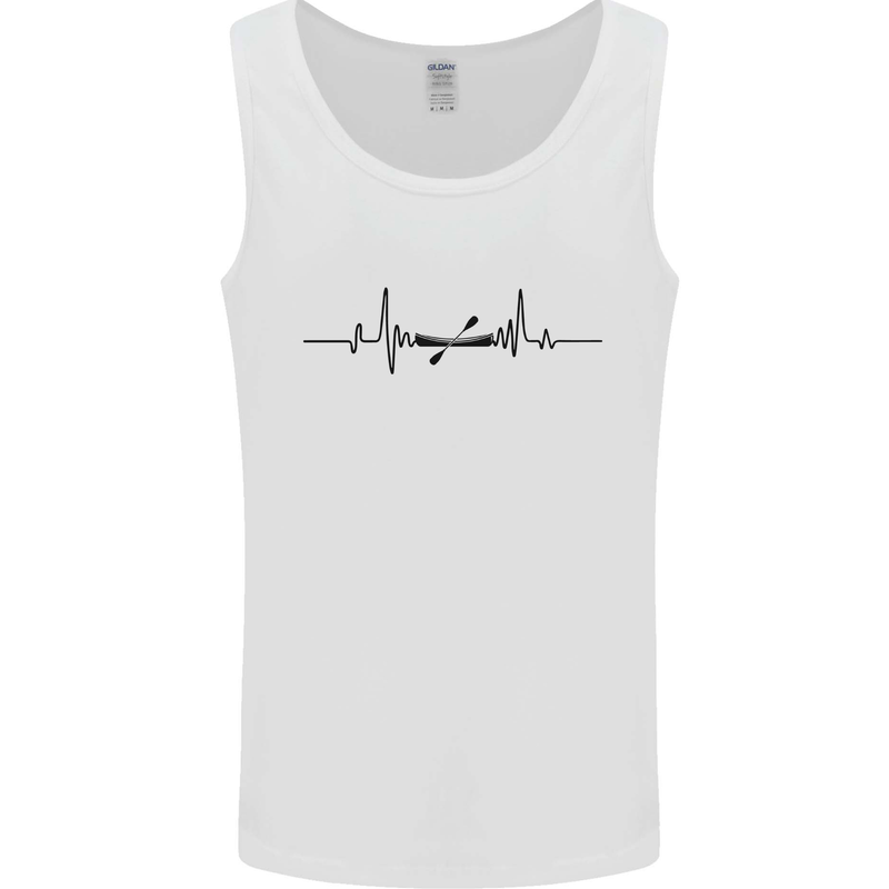 Kayak ECG Kayaking Heart Pulse Mens Vest Tank Top White