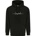 Kayak ECG Kayaking Pulse Heart Mens 80% Cotton Hoodie Black