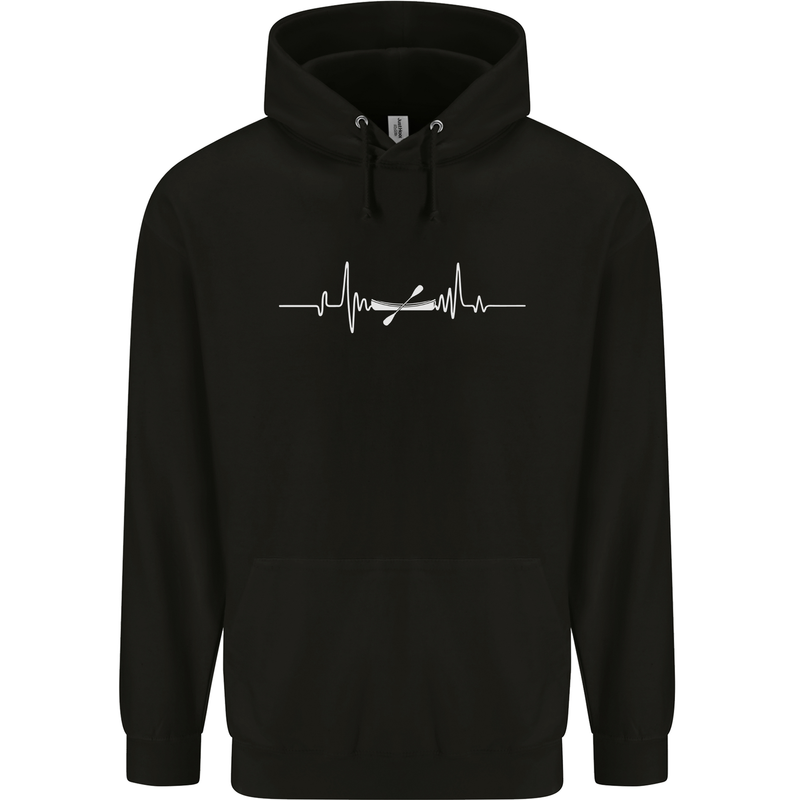Kayak ECG Kayaking Pulse Heart Mens 80% Cotton Hoodie Black