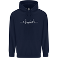 Kayak ECG Kayaking Pulse Heart Mens 80% Cotton Hoodie Navy Blue