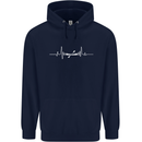 Kayak ECG Kayaking Pulse Heart Mens 80% Cotton Hoodie Navy Blue