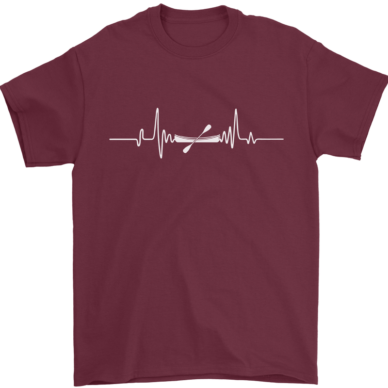 Kayak ECG Kayaking Pulse Heart Mens T-Shirt 100% Cotton Maroon