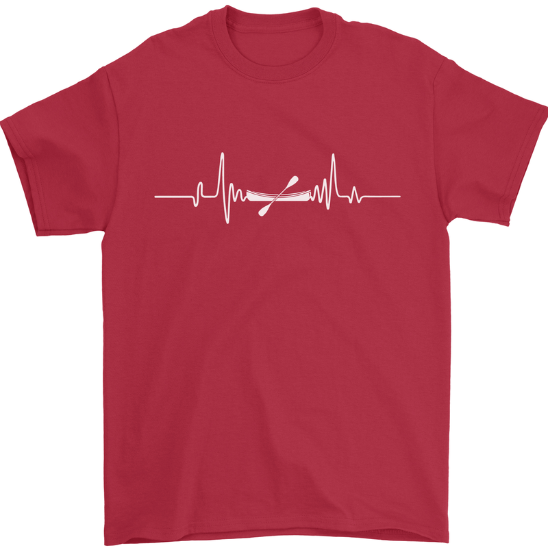 Kayak ECG Kayaking Pulse Heart Mens T-Shirt 100% Cotton Red