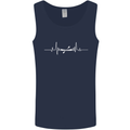 Kayak ECG Kayaking Pulse Heart Mens Vest Tank Top Navy Blue