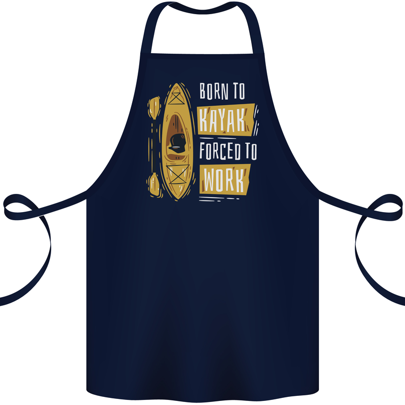 Kayak Funny Kayaking Cotton Apron 100% Organic Navy Blue