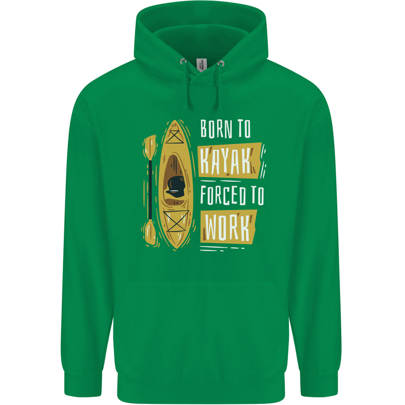 Kayak Funny Kayaking Mens 80% Cotton Hoodie Irish Green