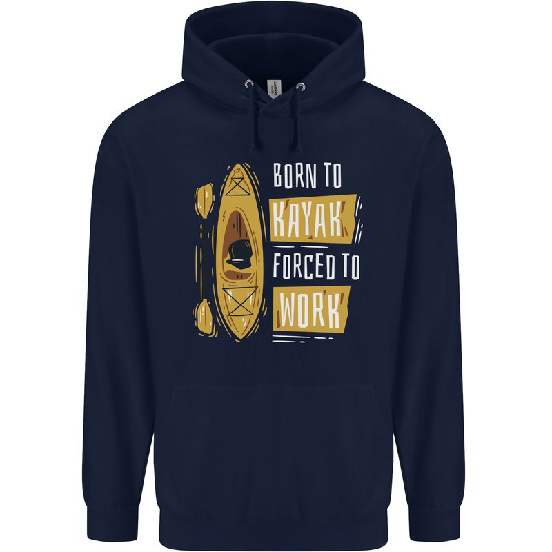 Kayak Funny Kayaking Mens 80% Cotton Hoodie Navy Blue